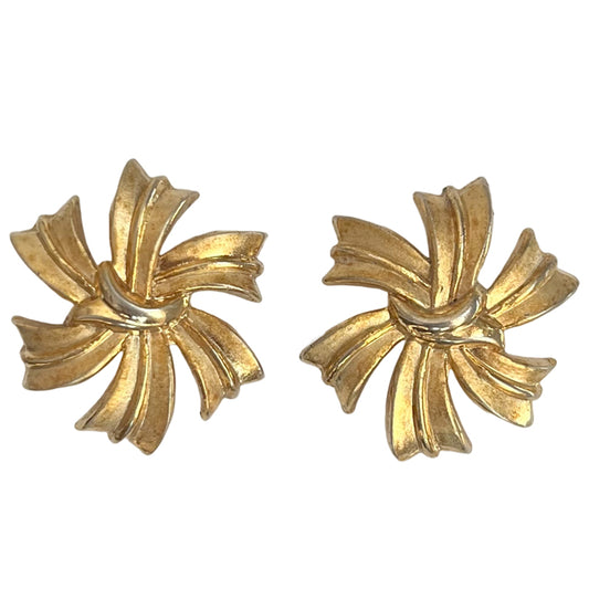 VJ-6926 Trifari Gold Ribbon Earrings Trifari