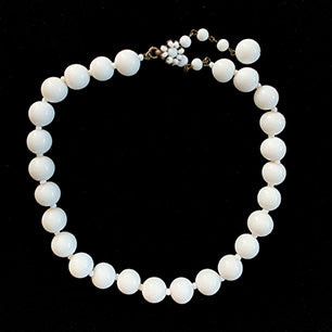 Miriam Haskell 12mm milk glass necklace Miriam Haskell