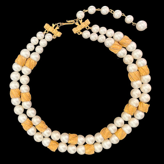 VJ-6942 Coro 2-strand pearl necklace Coro