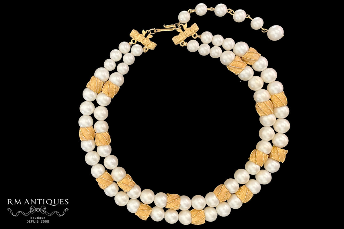 VJ-6942 Coro 2-strand pearl necklace Coro