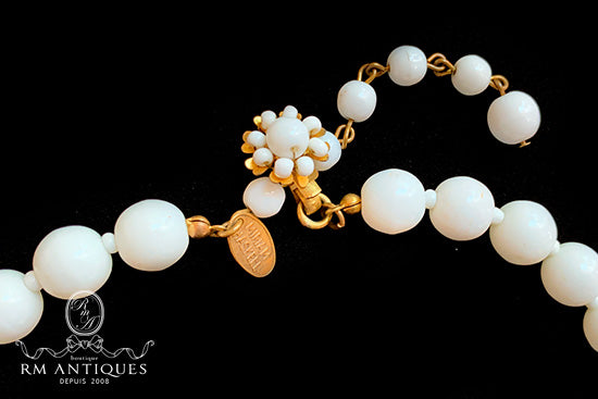 VJ-6955 Miriam Haskell 12mm milk glass necklace Miriam Haskell