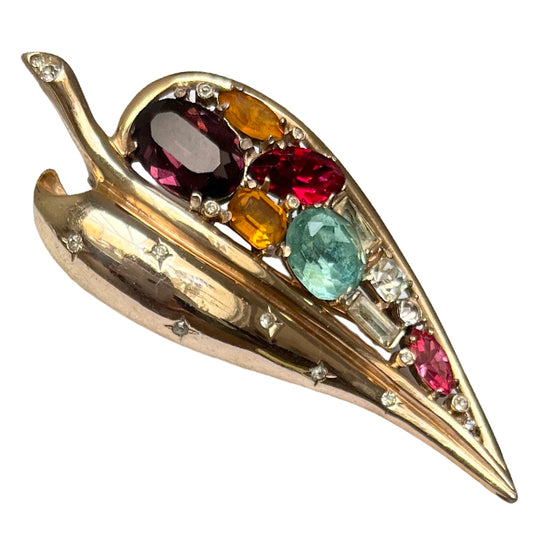 VJ-7069 Coro Craft Sterling Jewelry Leaf Brooch