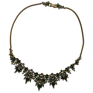 Hollycraft 1950 Emerald Rhinestone Choker Necklace