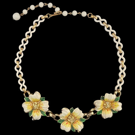 VJ-7349 coro enamel flower choker necklace