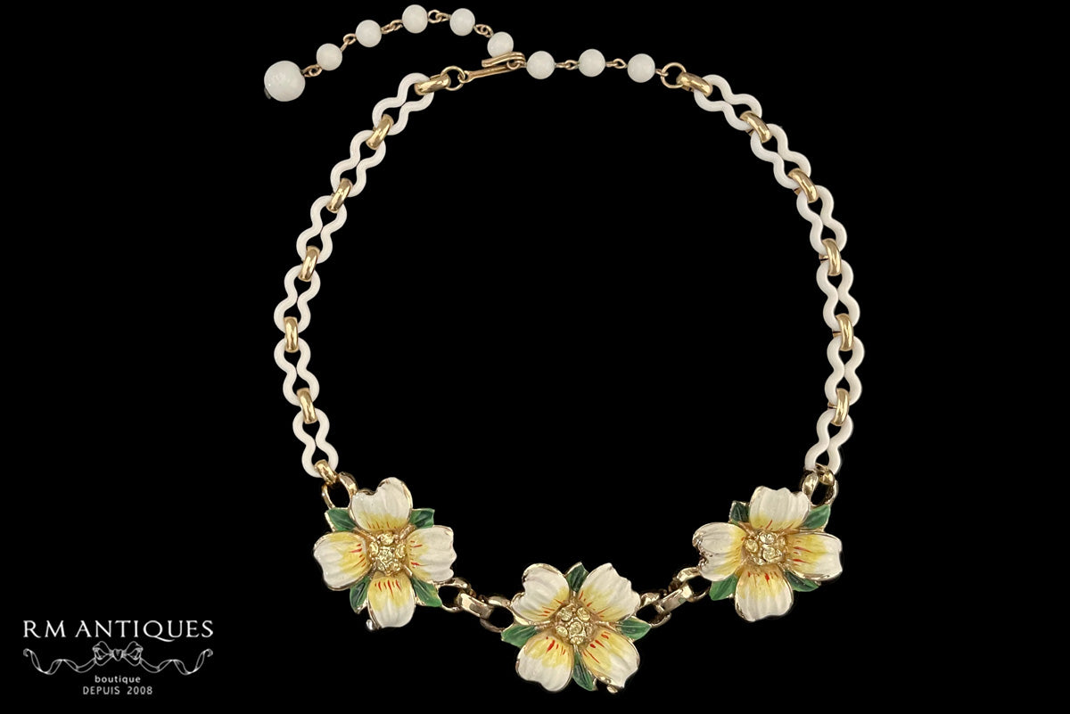 VJ-7349 coro enamel flower choker necklace