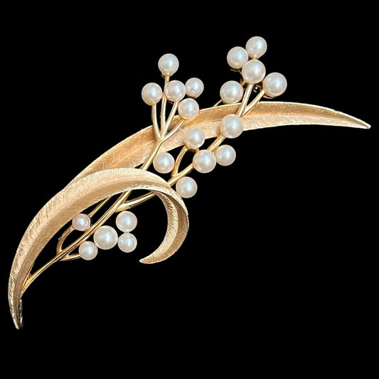 VJ-7381 Trifari Pearl branch brooch Trifari