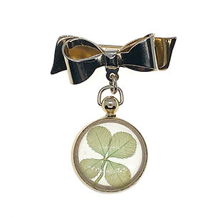 VJ-7452 Unsigned Beauty Lucky Four Leaf Clover Brooch