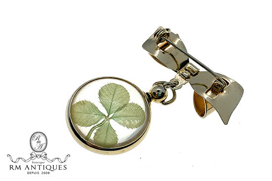 VJ-7452 Unsigned Beauty Lucky Four Leaf Clover Brooch