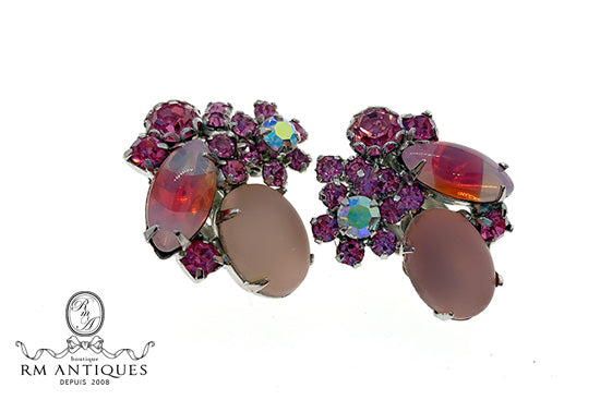 VJ-7456 WEISS pink rhinestone earrings