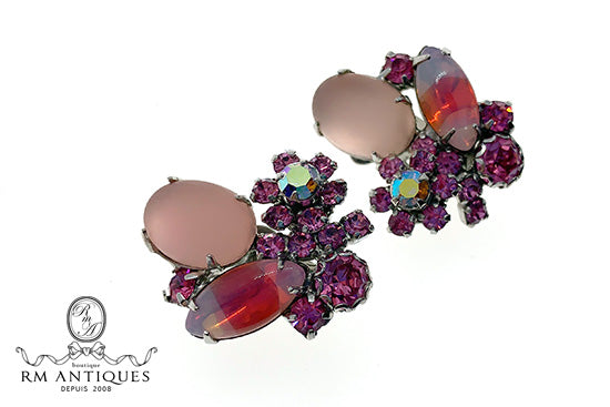 VJ-7456 WEISS pink rhinestone earrings