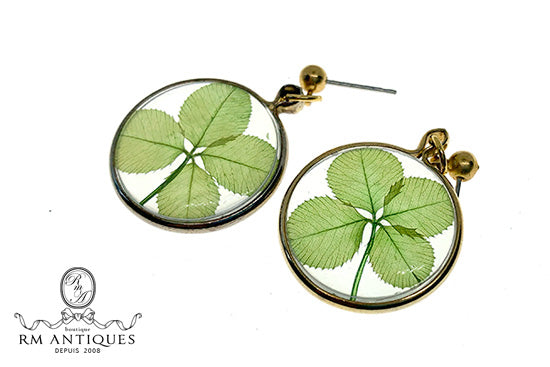 VJ-7461 Unsigned Beauty lucky four leaf clover earrings