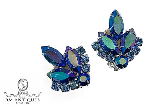 VJ-7612 Sarah Coventer blue lagoon 1964 Blue brooch earrings by D&amp;E Sarah Coventry