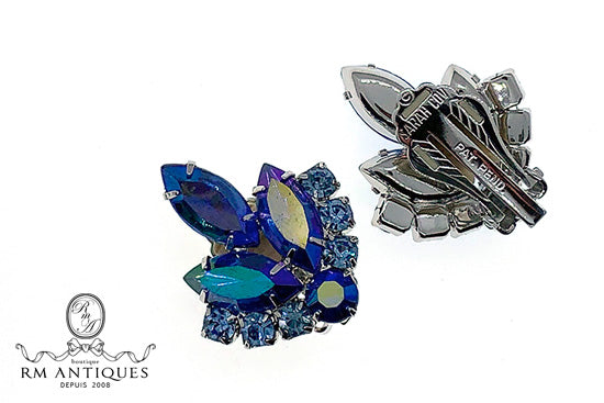 VJ-7612 Sarah Coventer blue lagoon 1964 Blue brooch earrings by D&amp;E Sarah Coventry