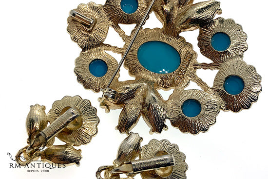 VJ-7815 Sarah Coventry 'Maharani' 1969 Anniversary Brooch &amp; Earrings Sarah Coventry