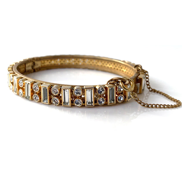 VJ-7827 Miriam haskell Miriam Haskell rhinestone and gold bangle