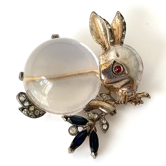 Trifari A philippe jelly belly rabbit brooch sterling trifari 1943