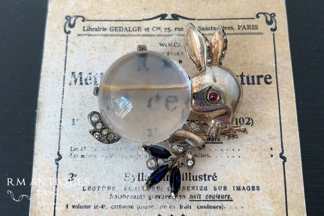 Trifari A philippe jelly belly rabbit brooch sterling trifari 1943