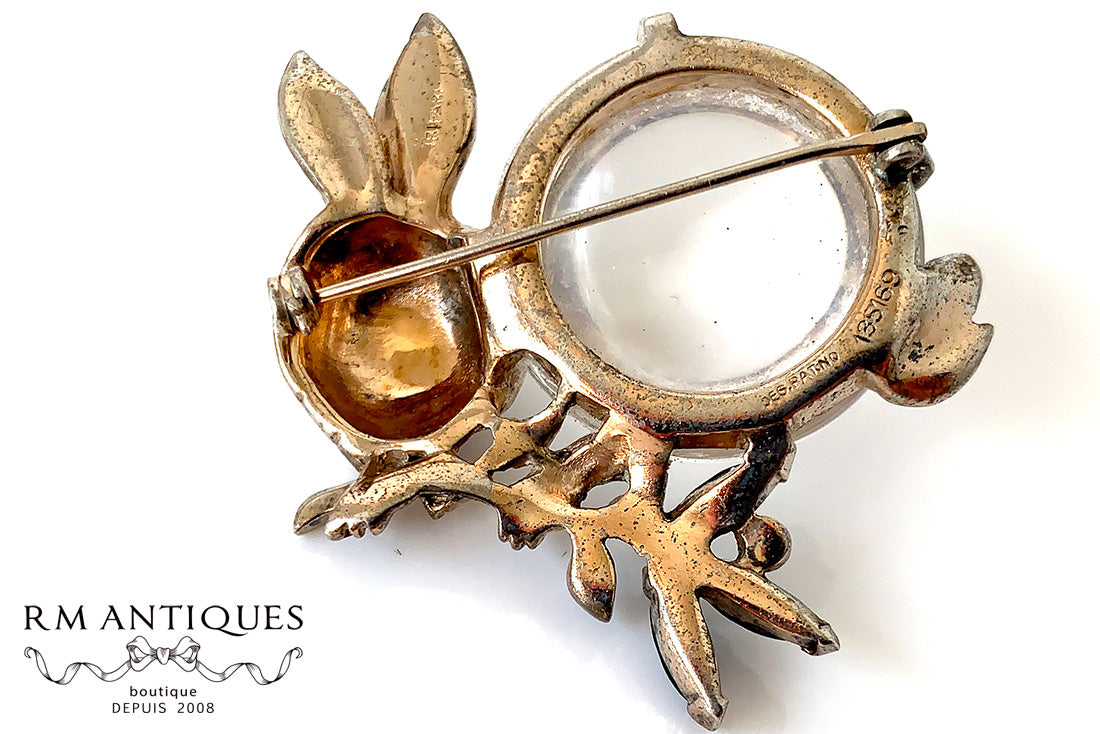 Trifari A philippe jelly belly rabbit brooch sterling trifari 1943