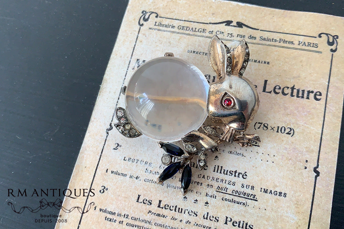 Trifari A philippe jelly belly rabbit brooch sterling trifari 1943