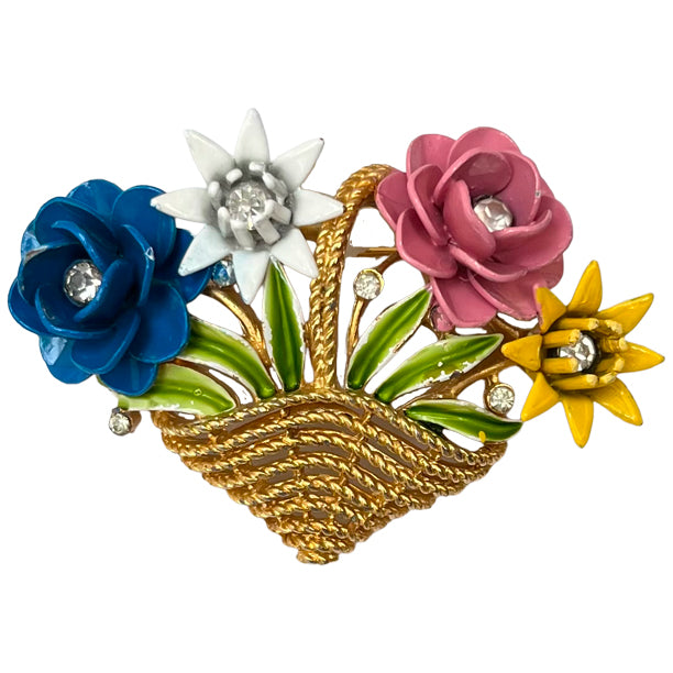 VJ-7996 Trifari Enamel flower basket brooch Trifari