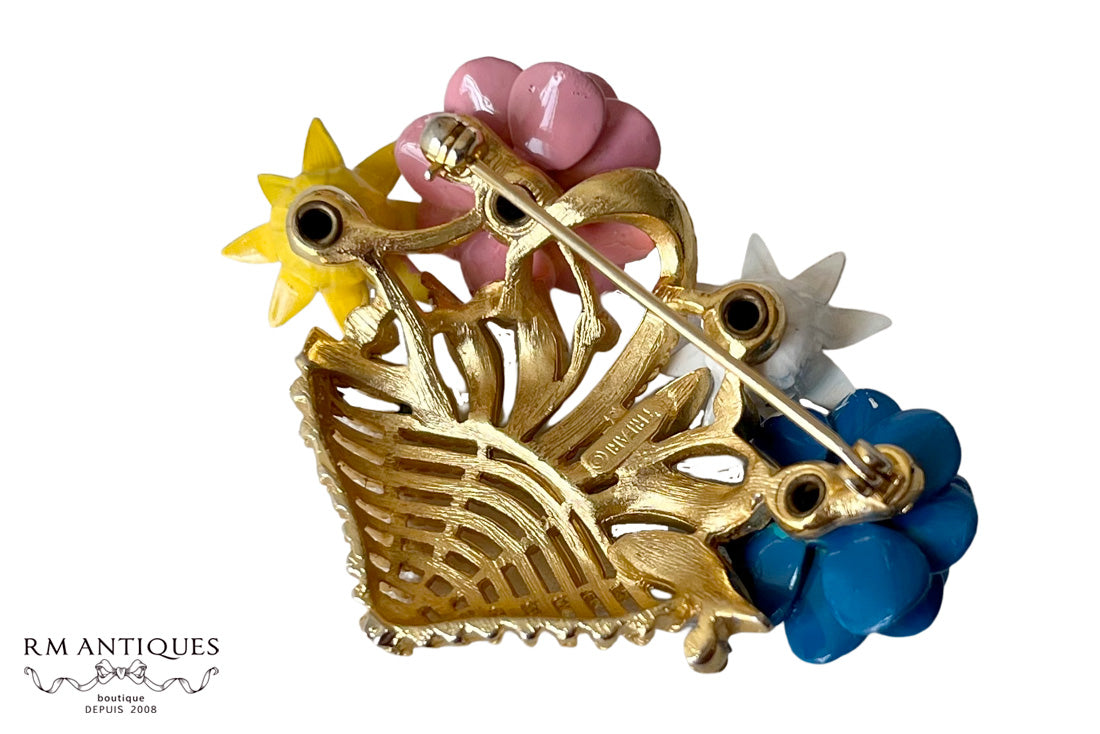 VJ-7996 Trifari Enamel flower basket brooch Trifari