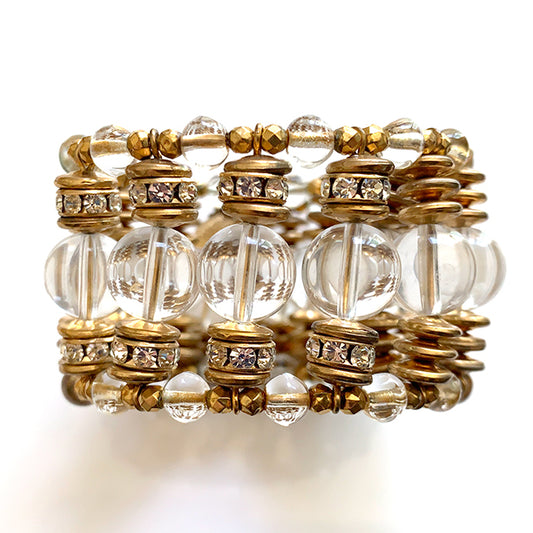 VJ-8056 Miriam Haskell Memory wire bracelet clear gold