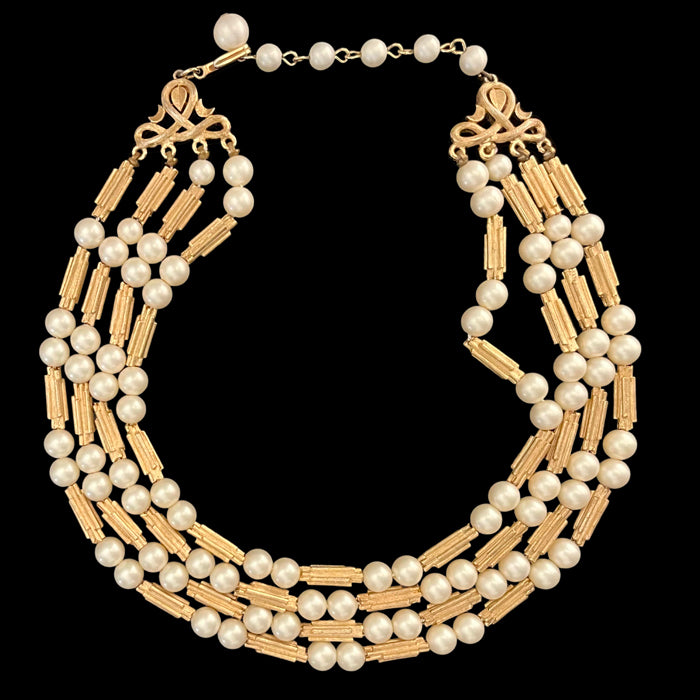 VJ-8220 Trifari 4 strand pearl necklace Trifari