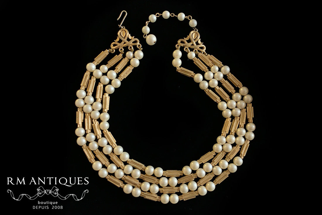 VJ-8220 Trifari 4 strand pearl necklace Trifari