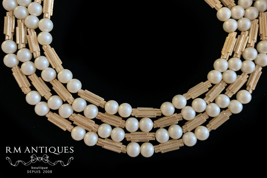 VJ-8220 Trifari 4 strand pearl necklace Trifari
