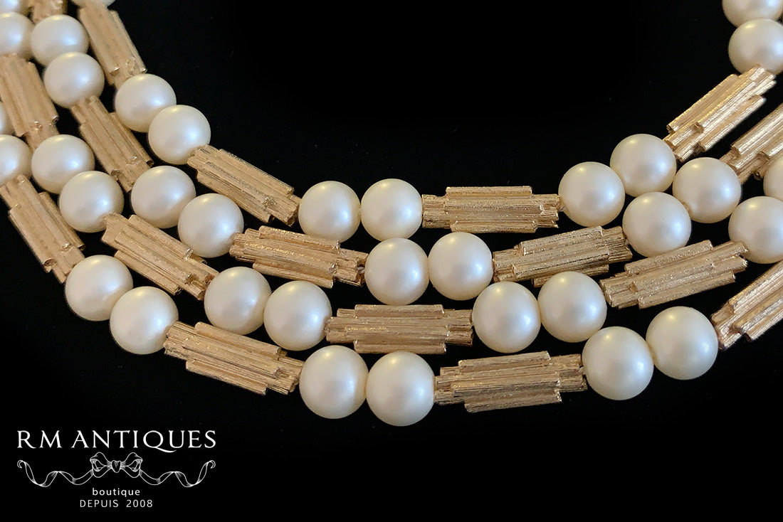 VJ-8220 Trifari 4 strand pearl necklace Trifari