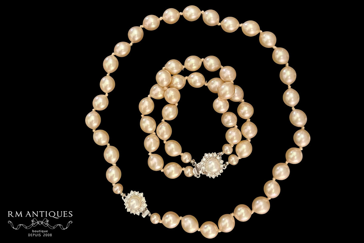 VJ-8225 MARVELLA Pearl double bracelet and necklace Parure