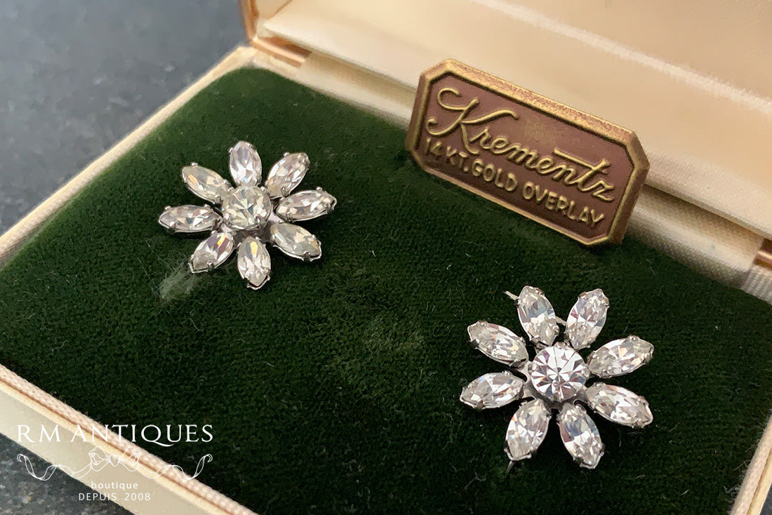 VJ-8502 Krementz rhinestone earrings