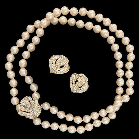 VJ-8566 Vendome 2-strand pearl choker and earrings Vendome