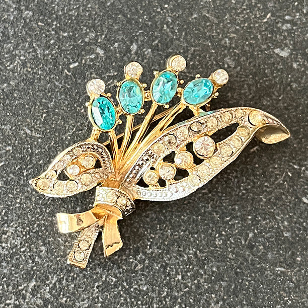 VJ-8732 Coro Aquamarine Bouquet Brooch Coro