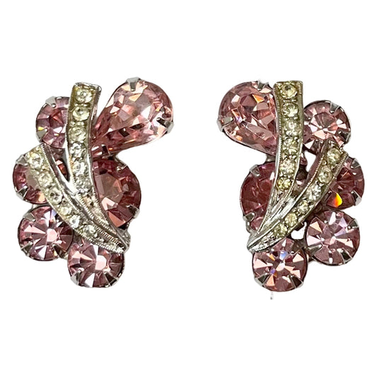 VJ-8792 WEISS pink rhinestone earrings