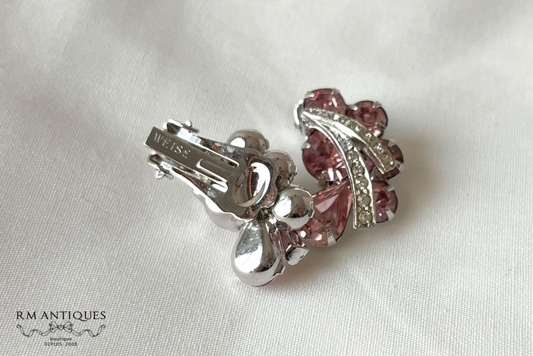 VJ-8792 WEISS pink rhinestone earrings