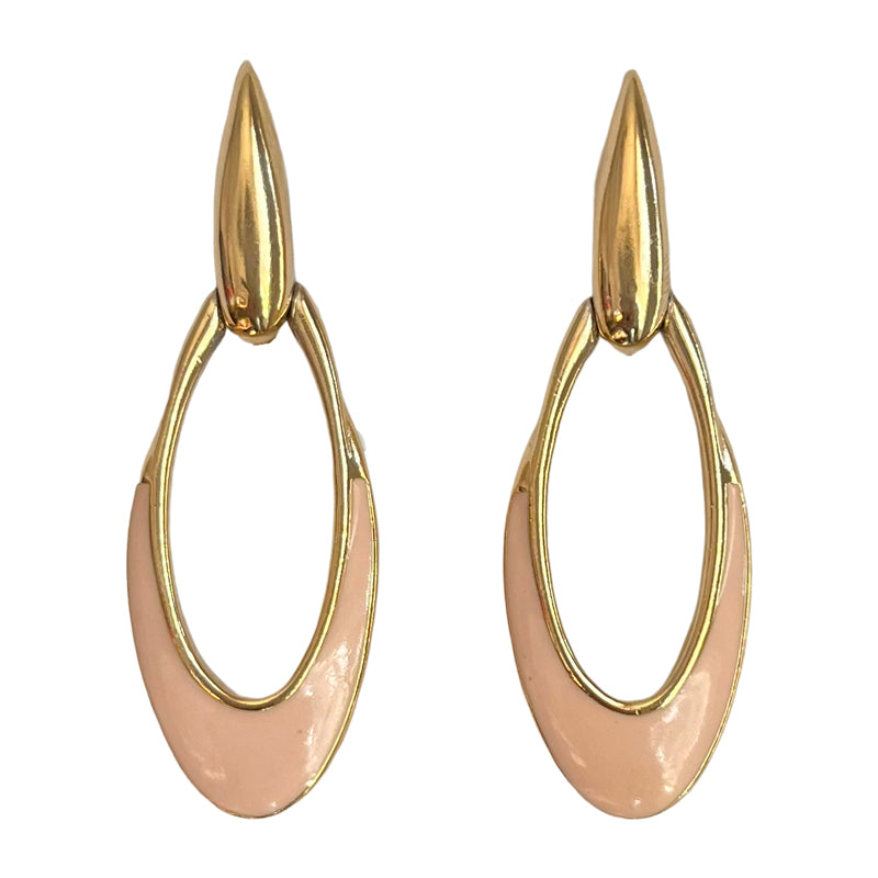 VJ-8813 Trifari Pink beige enamel drop earrings Trifari