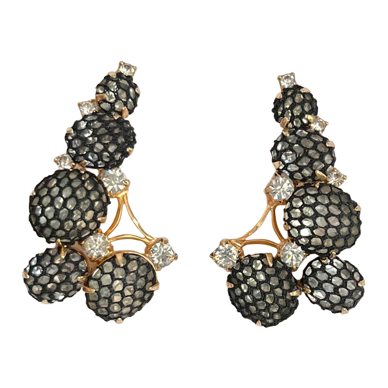 VJ-8816 Kramer Net Cover Crystal Stone Earrings