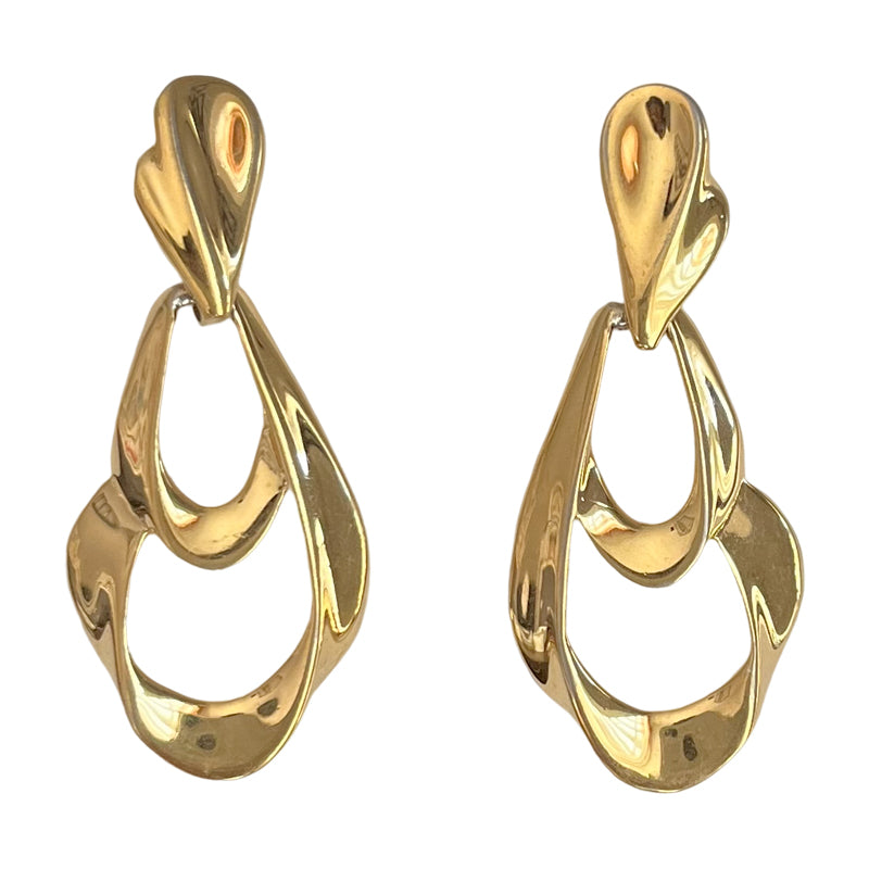 VJ-8817 Trifari Gold motif drop earrings Trifari