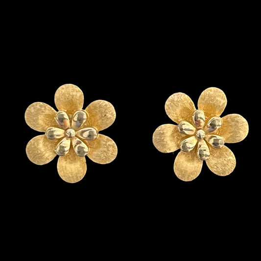 VJ-8830 Trifari Gold Ribbon Series Small Flower Earrings Trifari