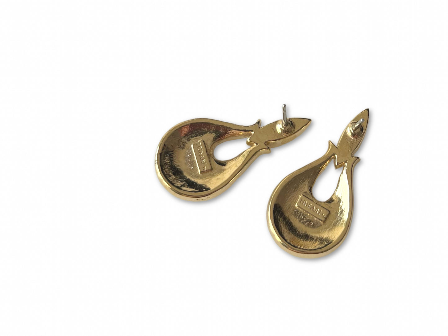 VJ-8923 Trifari Black enamel drop earrings Trifari