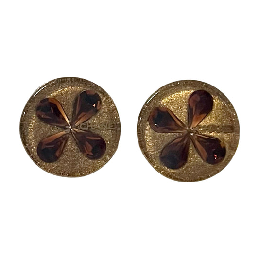 VJ-9012 CANEL Cruise Line Amber Quatrefoil Motif Earrings Chanel